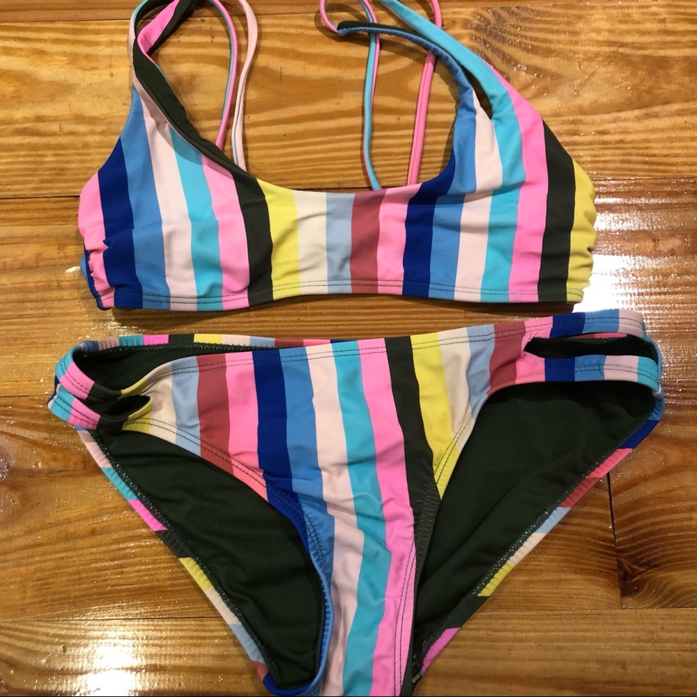 No Boundaries stripe bikini M
